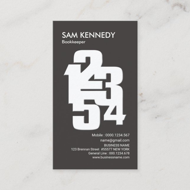 Bookkeeper Calculated Numbers Bookkeeping Services Business Card (Front)