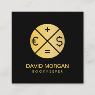 Bookkeeper Calculator Black And Gold Square Business Card