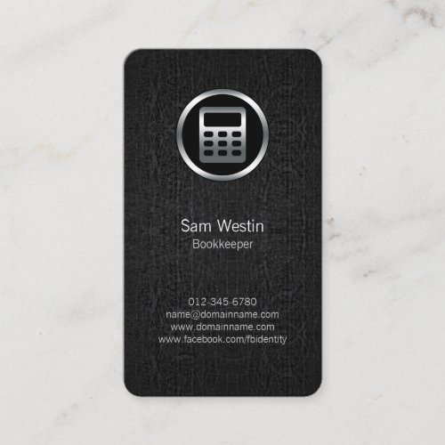 Bookkeeper Calculator Black Grunge Business Card