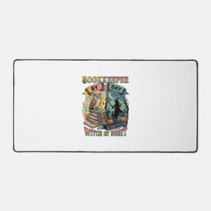 Bookkeeper Day Witch Night Halloween Owl Books Pum Desk Mat