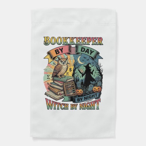 Bookkeeper Day Witch Night Halloween Owl Books Pum Garden Flag