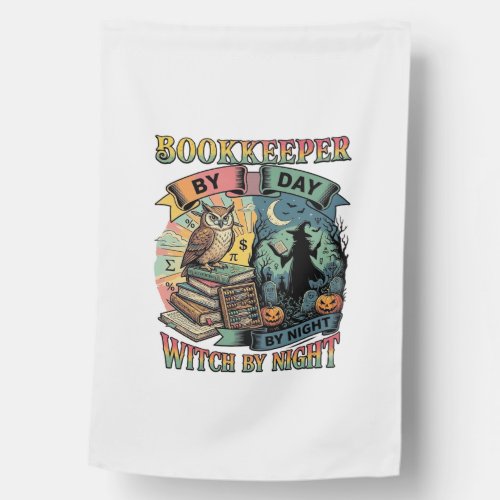 Bookkeeper Day Witch Night Halloween Owl Books Pum House Flag