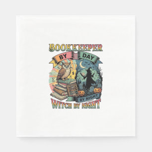 Bookkeeper Day Witch Night Halloween Owl Books Pum Napkins