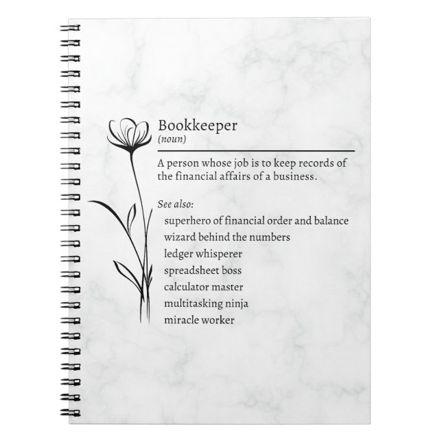 Bookkeeper Definition Funny Synonym Photo Notebook (Front)