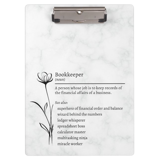 Bookkeeper Definition Funny Synonyms Clipboard (Front)
