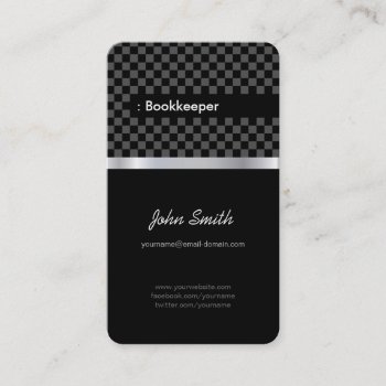 Bookkeeper - Elegant Black Chessboard Business Card by CardHunter at Zazzle
