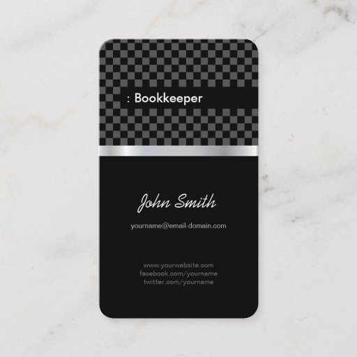Customizable Bookkeeper - Elegant Black Chessboard Business Card