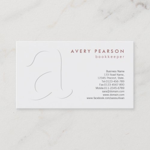 Bookkeeper Finance Services Simple Shadow Monogram Business Card