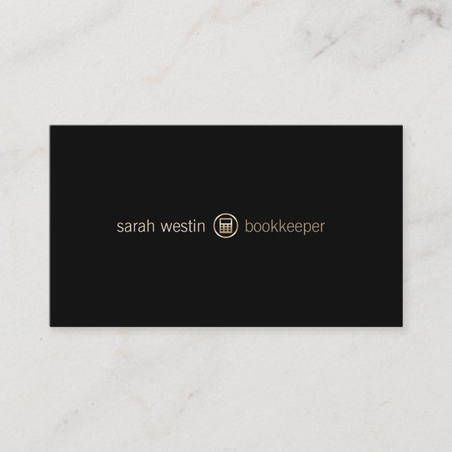 Bookkeeper Gold Calculator Icon Business Card (Front)