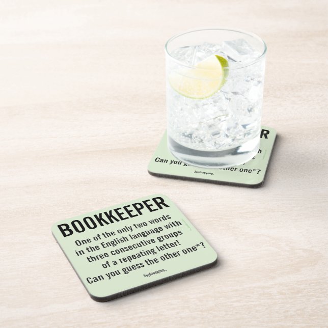 "Bookkeeper Is A Unique Word" Drink Coaster (Right Side)