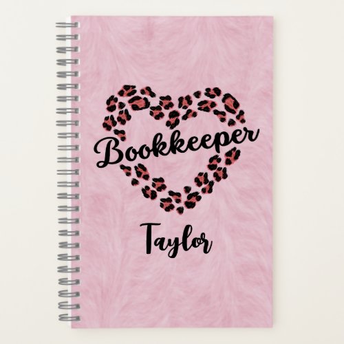 Bookkeeper Leopard Heart Frame Spiral Notebook