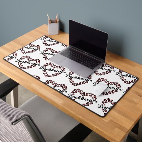 Bookkeeper Leopard Heart Frame White Desk Mat