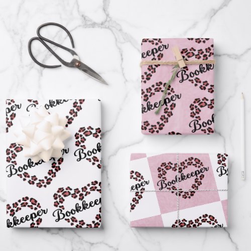 Bookkeeper Leopard Heart Frame Wrapping Paper