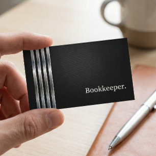 Bookkeeper Professional Black Silver Business Card