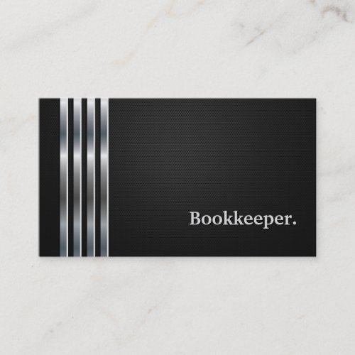 Bookkeeper Professional Black Silver Business Card