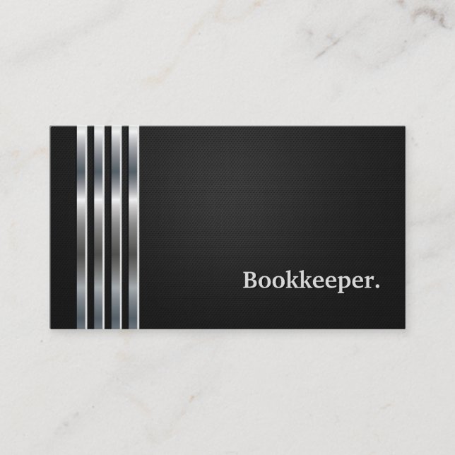 Bookkeeper Professional Black Silver Business Card (Front)