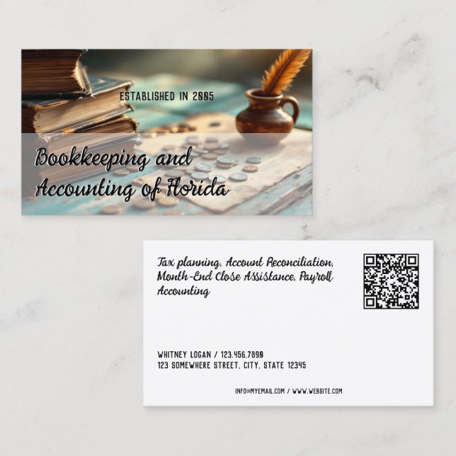 Bookkeeper QR Business Card (Front/Back)