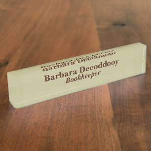 Bookkeeper Sage Green Acrylic Desk Name Plate