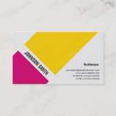 Bookkeeper - Simple Pink Yellow Business Card (Back)