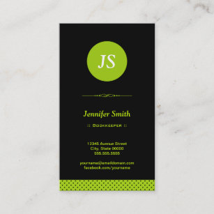 Bookkeeper - Stylish Apple Green Business Card