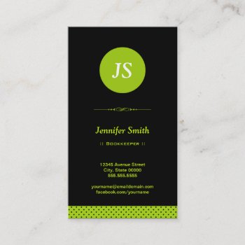 Bookkeeper - Stylish Apple Green Business Card by CardHunter at Zazzle