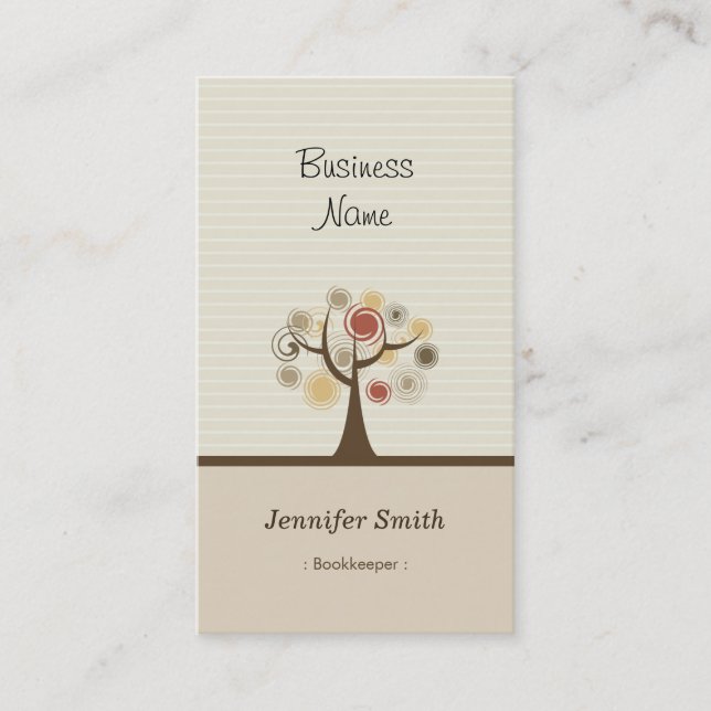 Bookkeeper - Stylish Natural Theme Business Card (Front)