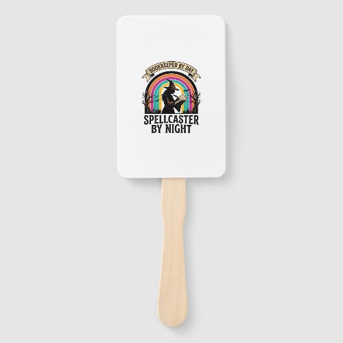 Bookkeeper Witch Retro Halloween Accounting Design Hand Fan