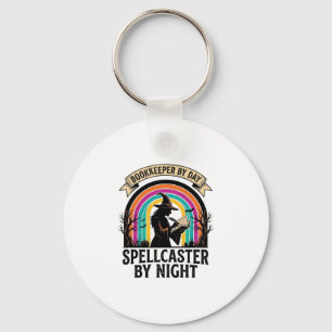 Bookkeeper Witch Retro Halloween Accounting Design Keychain