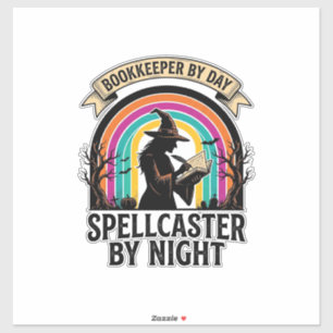 Bookkeeper Witch Retro Halloween Accounting Design Sticker