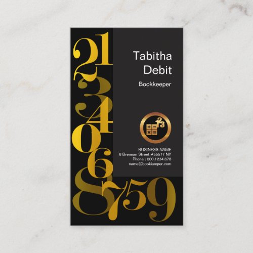 Bookkeepers Gold Numbers Creative Faded Style Business Card