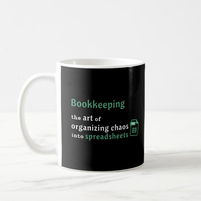 Bookkeeping Art Organizing Spreadsheet Mug (Left)