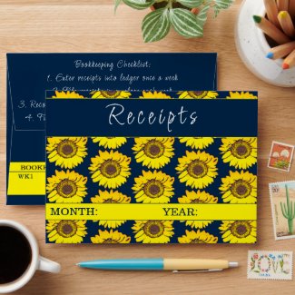 Bookkeeping Checklist Sunflowers Receipt Envelope