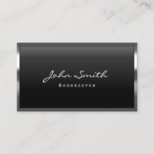 Bookkeeping Professional Metal Frame Bookkeeper Business Card