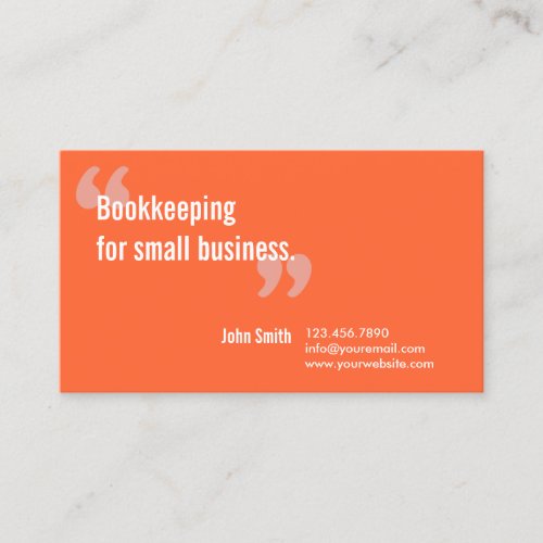 Minimal Orange Bookkeeping Service Business Card