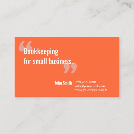 Customizable Minimal Orange Bookkeeping Service Business Card