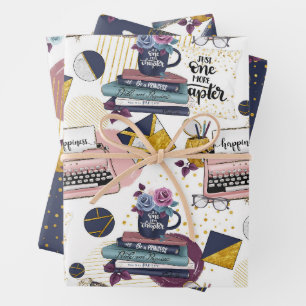 Booklover Pattern Wrapping Paper Sheets
