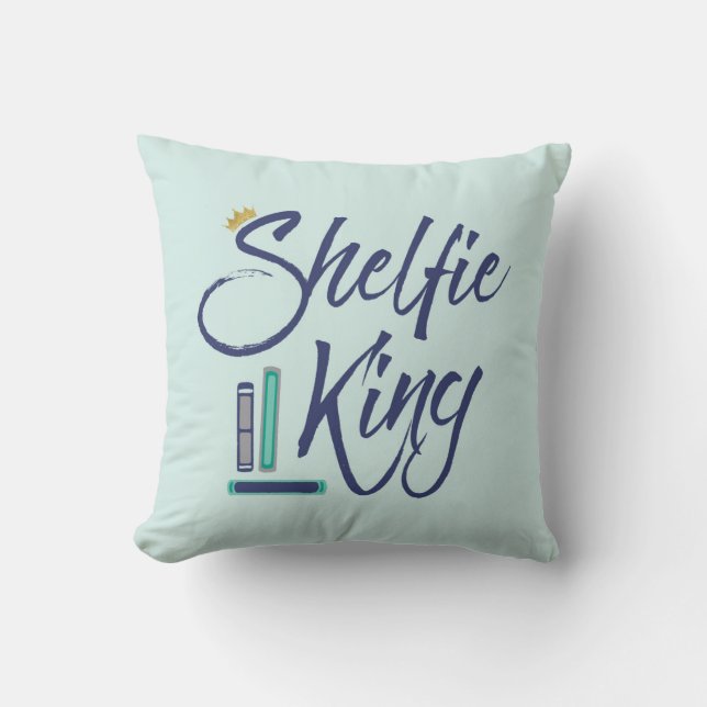Booklover Shelfie King Throw Pillow (Front)