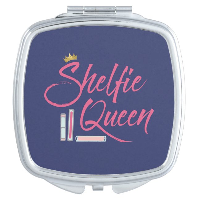 Booklover Shelfie Queen Bookish Makeup Mirror (Front)