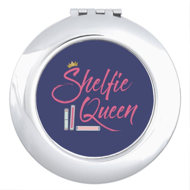 Booklover Shelfie Queen Bookish Makeup Mirror (Front)