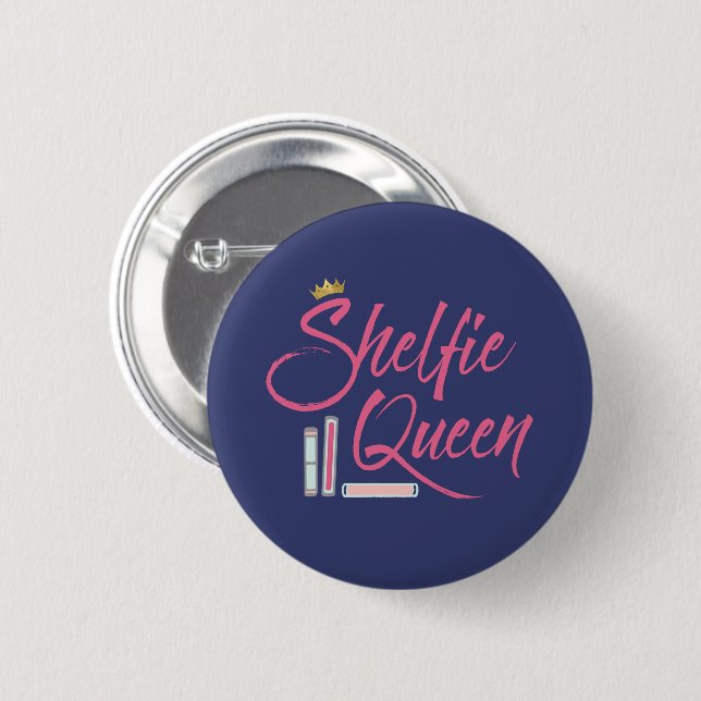 Booklover Shelfie Queen Button (Front & Back)
