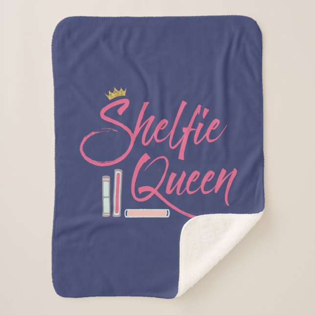 Booklover Shelfie Queen Sherpa Blanket (Front)