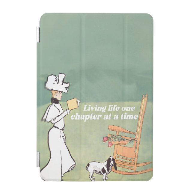 Booklover Woman And Dog Reading iPad Mini Cover (Front)