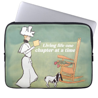 Booklover Woman And Dog Reading Laptop Sleeve
