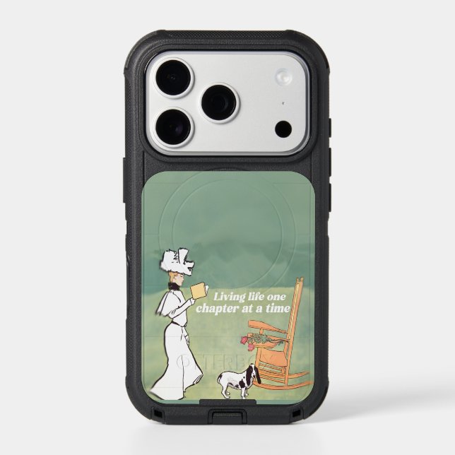 Booklover Woman And Dog Reading Otterbox iPhone Case (Back)