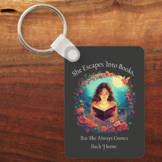 Booklover's Gift, Floral Fantasy Design Keychain