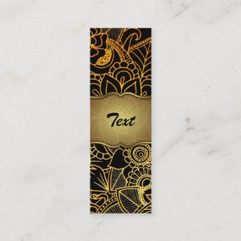 Bookmark Business Card Floral Doodle Gold G523 by Medusa81 at Zazzle
