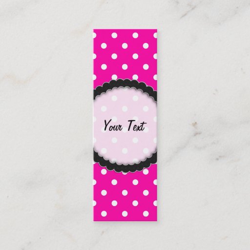 Customizable Bookmark Business Card Hot Pink Polka Dot