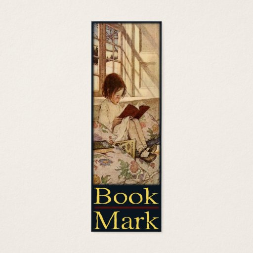 Customizable Bookmark Card with Sweet Little Girl Reading Business Card Templates