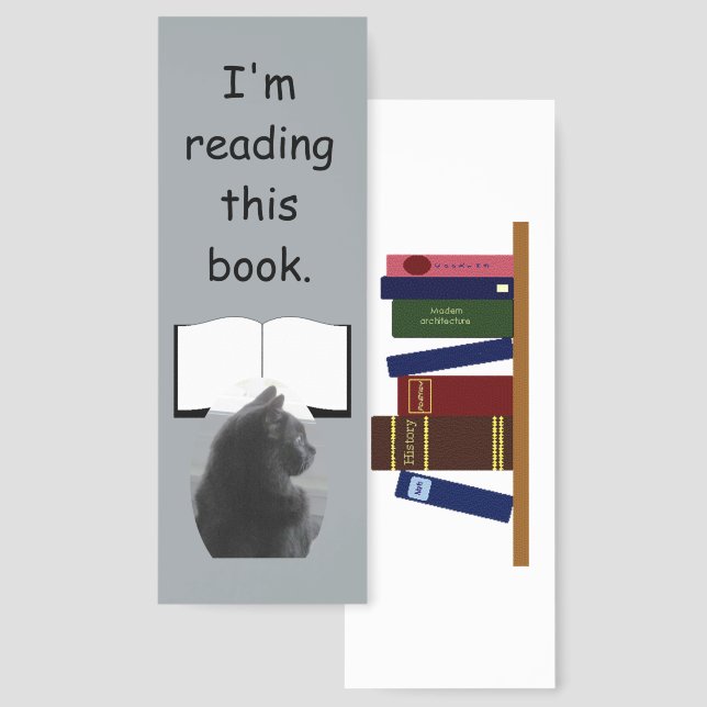 Bookmark - Cat Reading Book (Front & Back)
