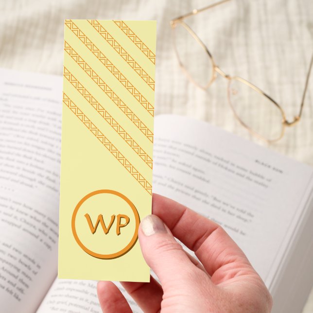 Bookmark - Diagonal Lines and Circle with Initials (Hand)